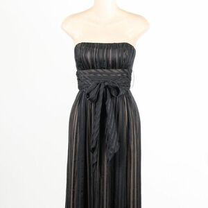 BCBGMAXAZRIA Womens Gown Dress Black Silk Strapless Lined Pleated Sheer Zip 0